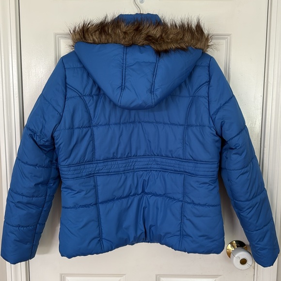 Dollhouse Blue Puffer Winter Jacket With Faux Fur Trim Hood - Picture 4 of 11
